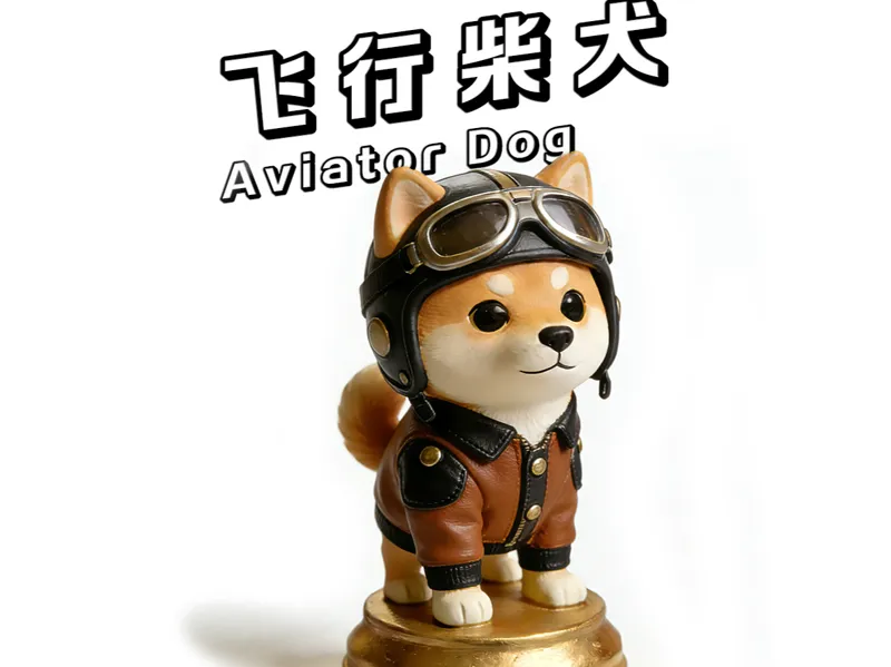 飞行员柴犬棋｜冒险风萌宠拟人摆件