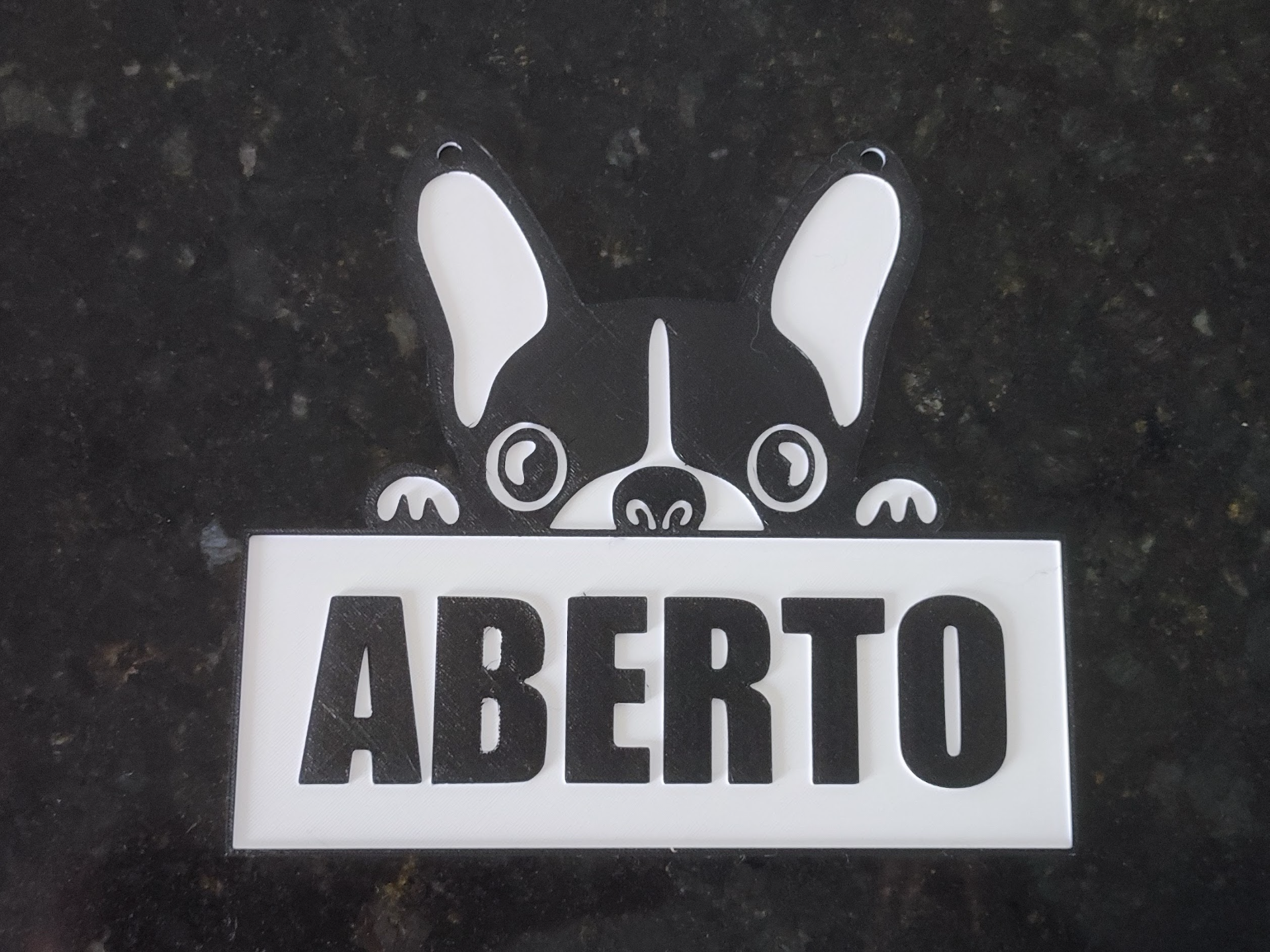 Placa Aberto Fechado Cachorro Bulldog Dupla Face