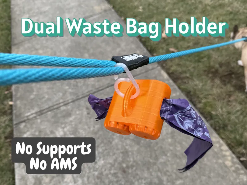 Dual Roll Dog Waste Bag Holder - 2 Rolls for Walks