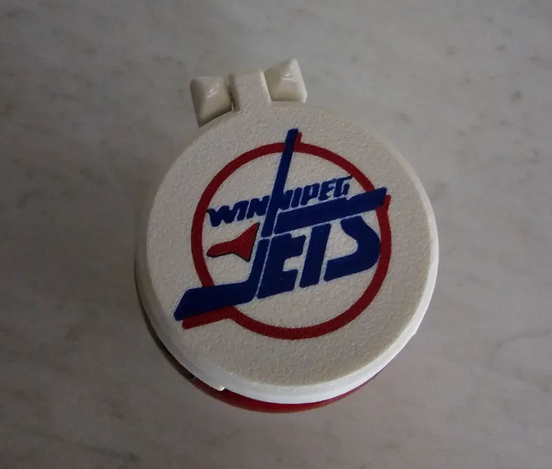 90s Winnipeg Jets Pop/Beer can cover/lid.
