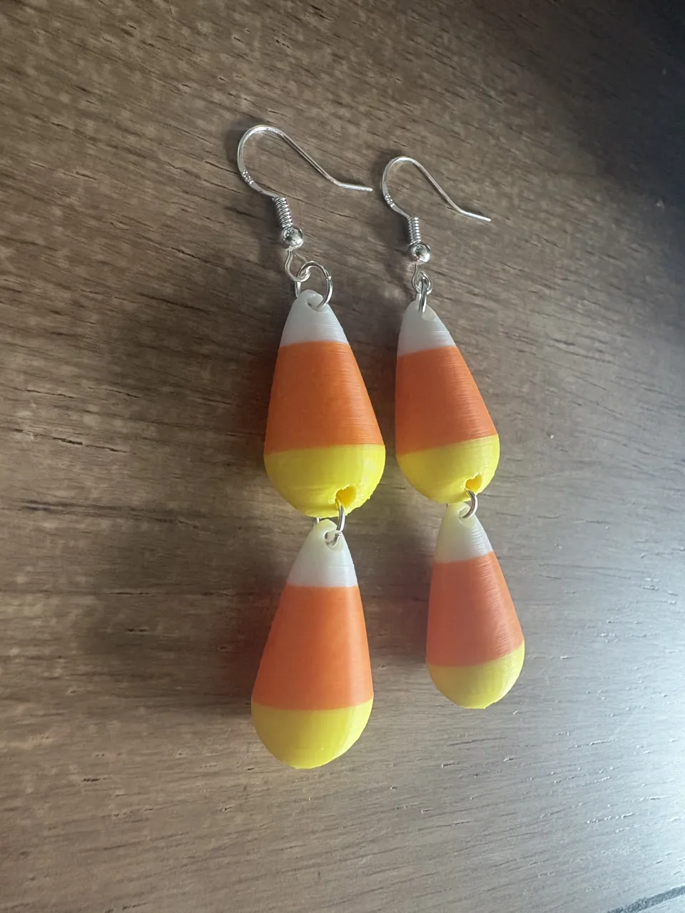 Double Candy Corn Earrings -Halloween Thanksgiving view 2