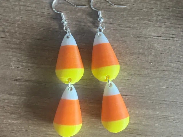 Double Candy Corn Earrings -Halloween Thanksgiving