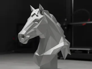 Geometric Horse Head Sculpture LowPoly Modern Bust