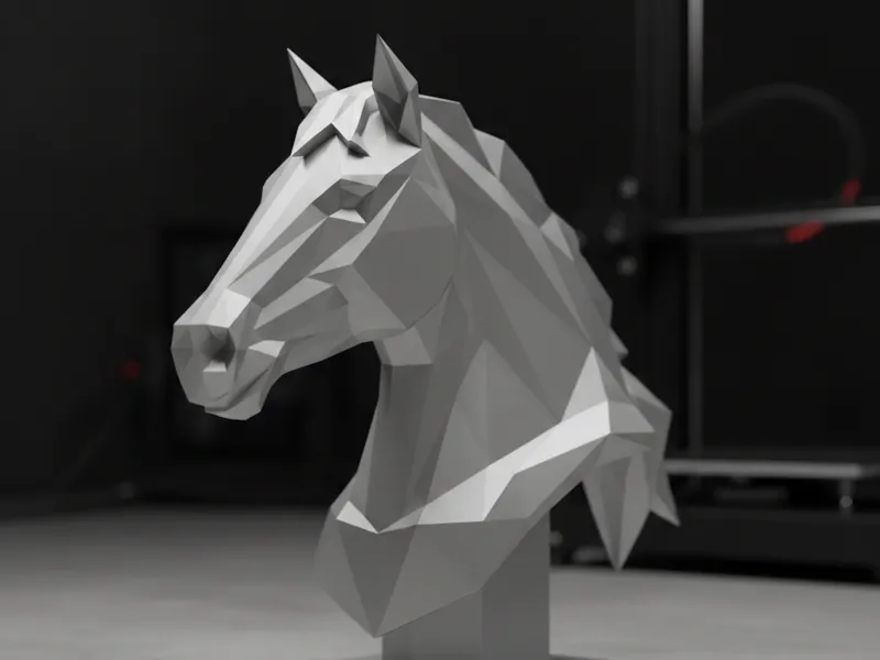 Geometric Horse Head Sculpture LowPoly Modern Bust