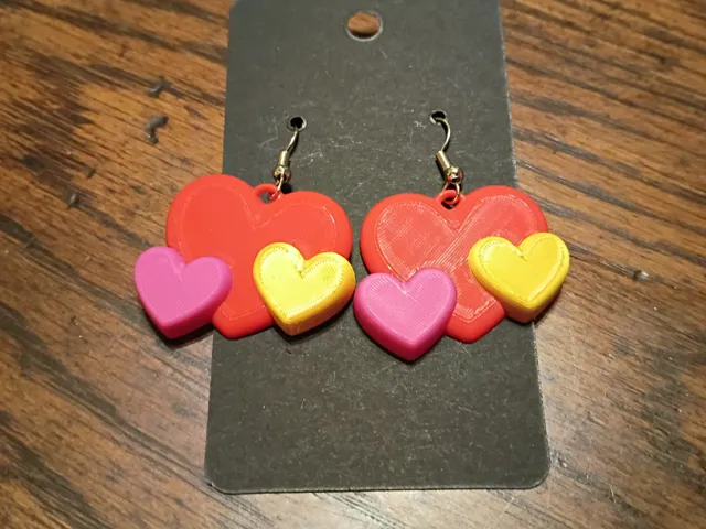 Vday Earrings 3 Hearts