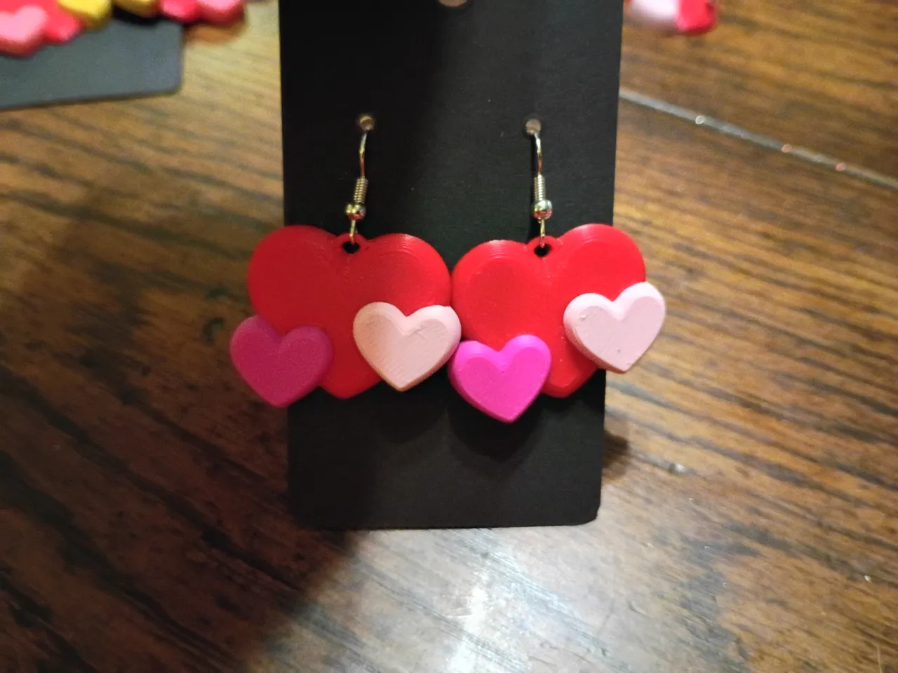 Vday Earrings 3 Hearts view 2