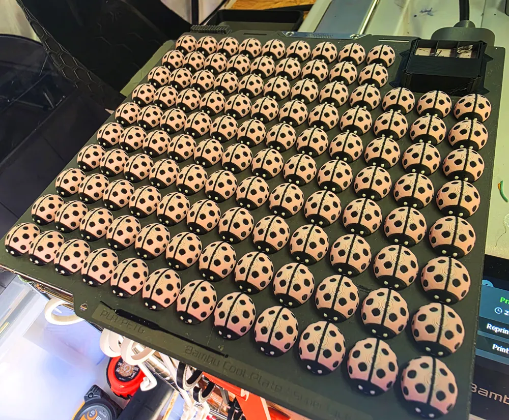 Tiny 3 Color Ladybug - Scalable No Supports - Free 3D Print Model ...