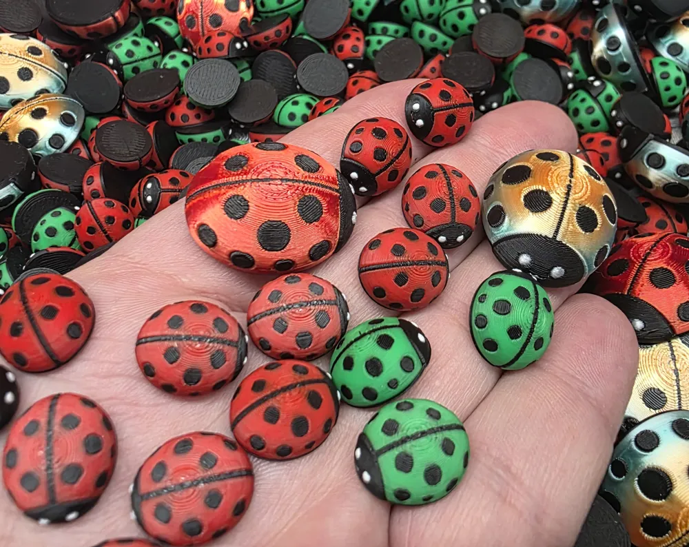 Tiny 3 Color Ladybug - Scalable No Supports - Free 3D Print Model ...