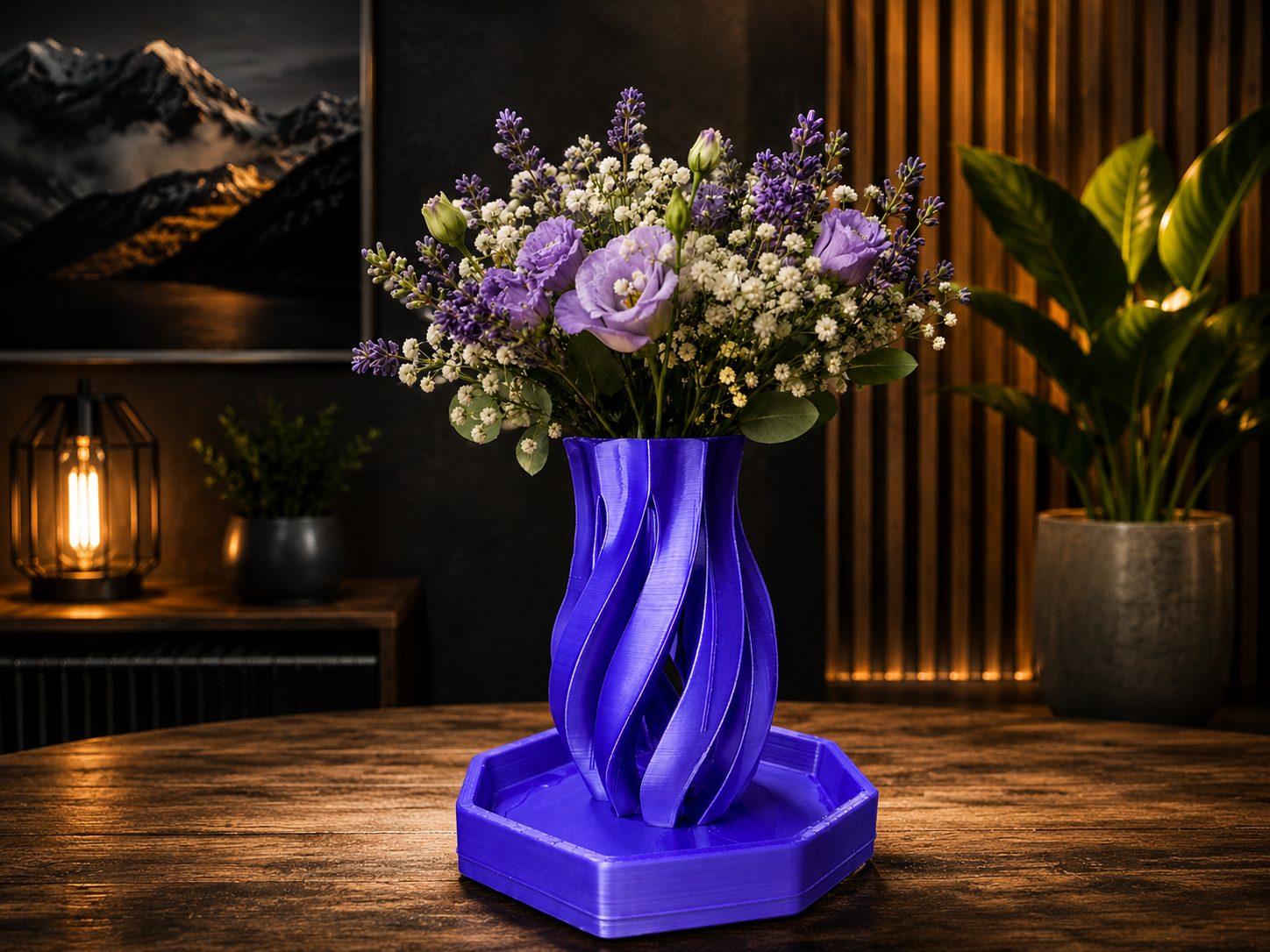 Twisted Spiral Vase with Drip Tray
