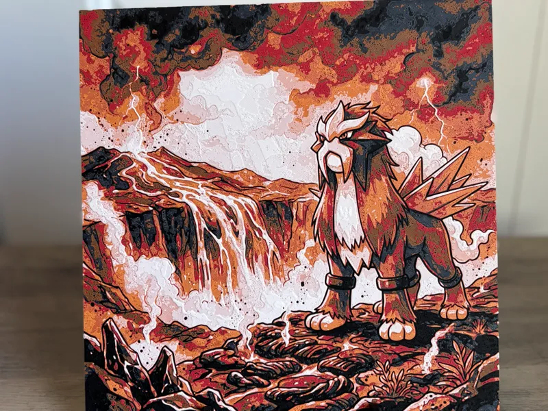 Entei’s Fangs – 3D Hueforge Pokémon Art