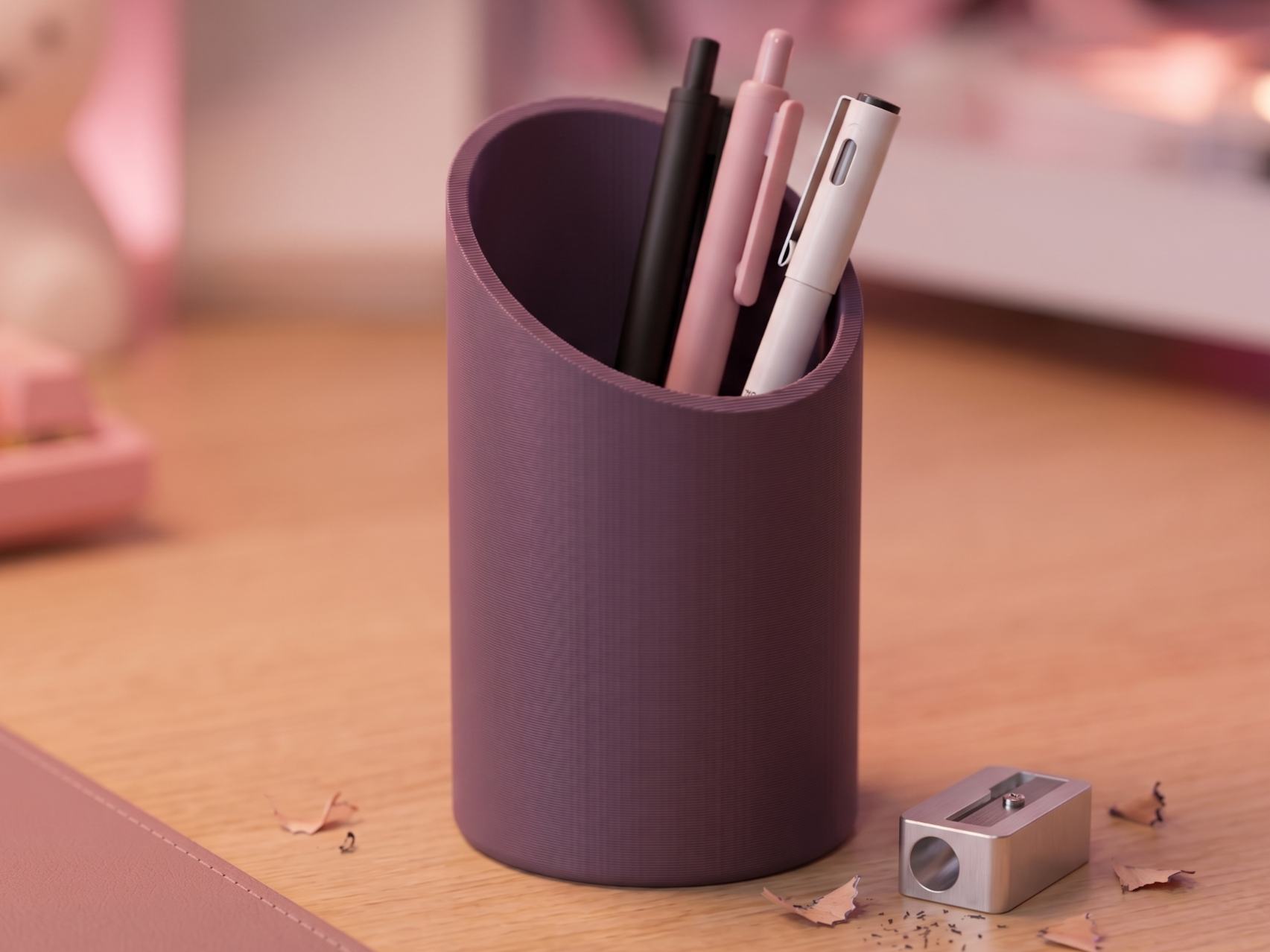 Modern Pen Holder - Sleek Slanted Organizer