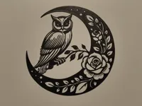 Déco murale hibou et lune — photo 2