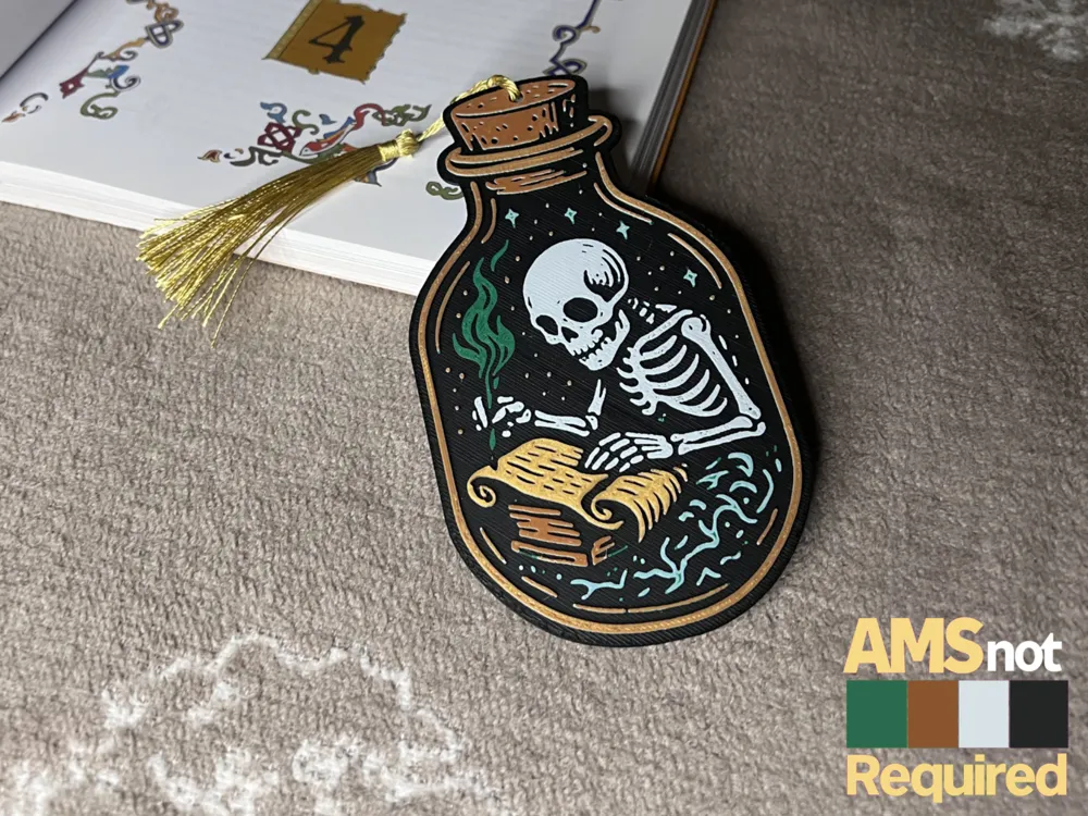 The Scribe in the Bottle - Skull Bookmark by Pixelux MakerWorld ...