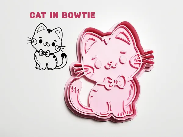 Emporte-pièce chat au nœud papillon