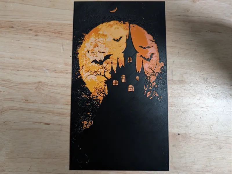 Halloween Scary House on Hill - Hueforge 4 Color 