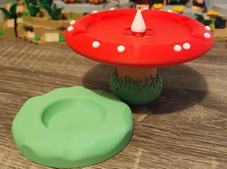 Mushroom Ashtray with spike and trash can