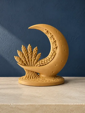 Figura decorativa: Crescent Moon & Wheat Sculpture – Autumn Decor — vista de referencia 2