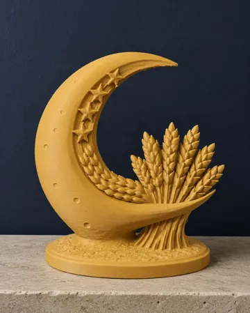 Figura decorativa: Crescent Moon & Wheat Sculpture – Autumn Decor — vista de referencia 3
