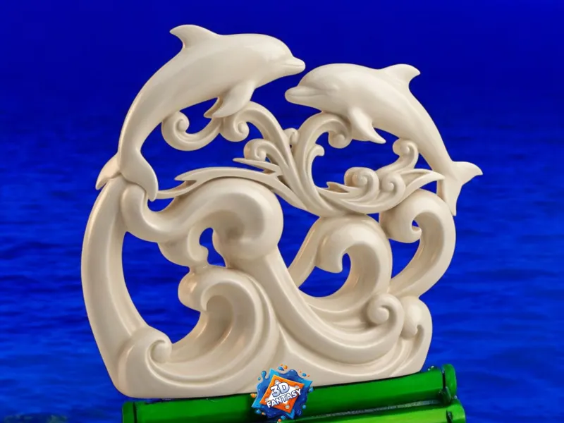 Ocean Harmony - Sculpted Dolphins & Waves