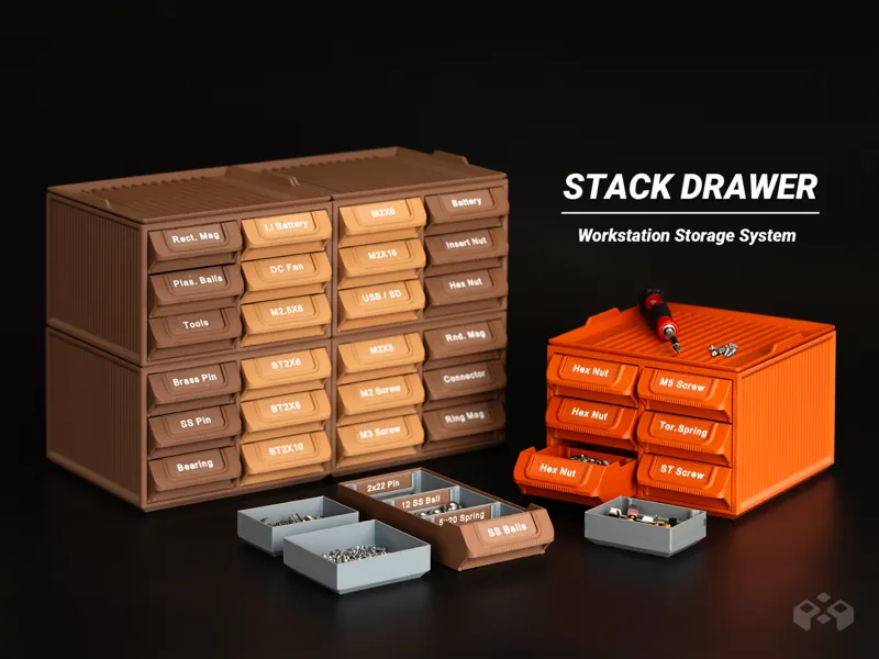 Workstation System Stackable Part Drawer Organizer