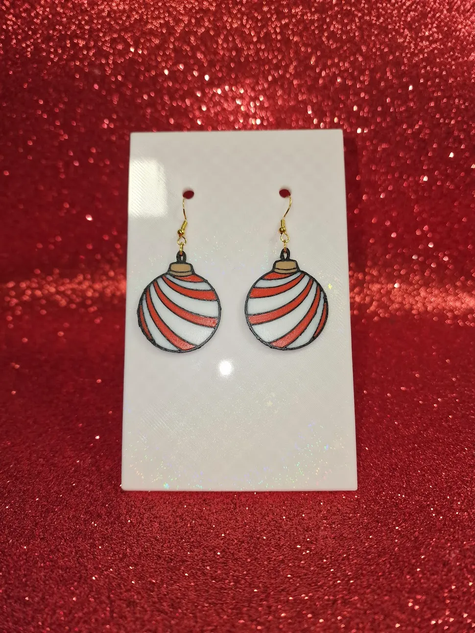 Candy cane ball earrings view 2