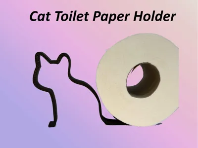 Cat Toilet Paper Holder Line Art