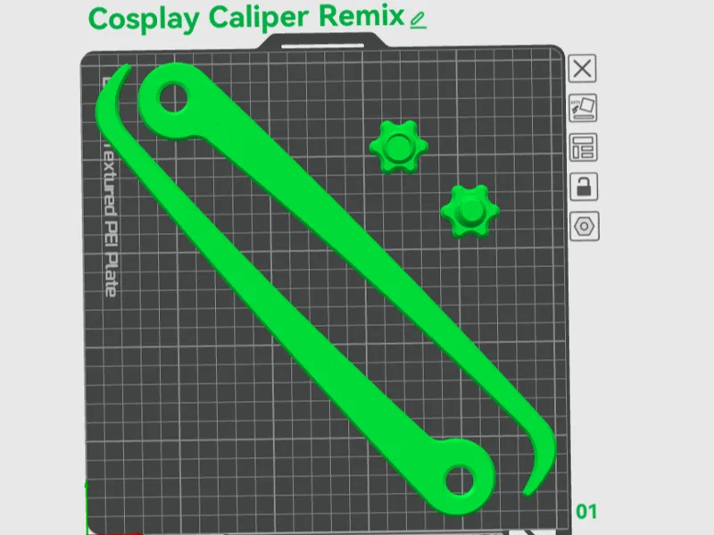 Cosplay Calipers Remixed (to fit on one plate)