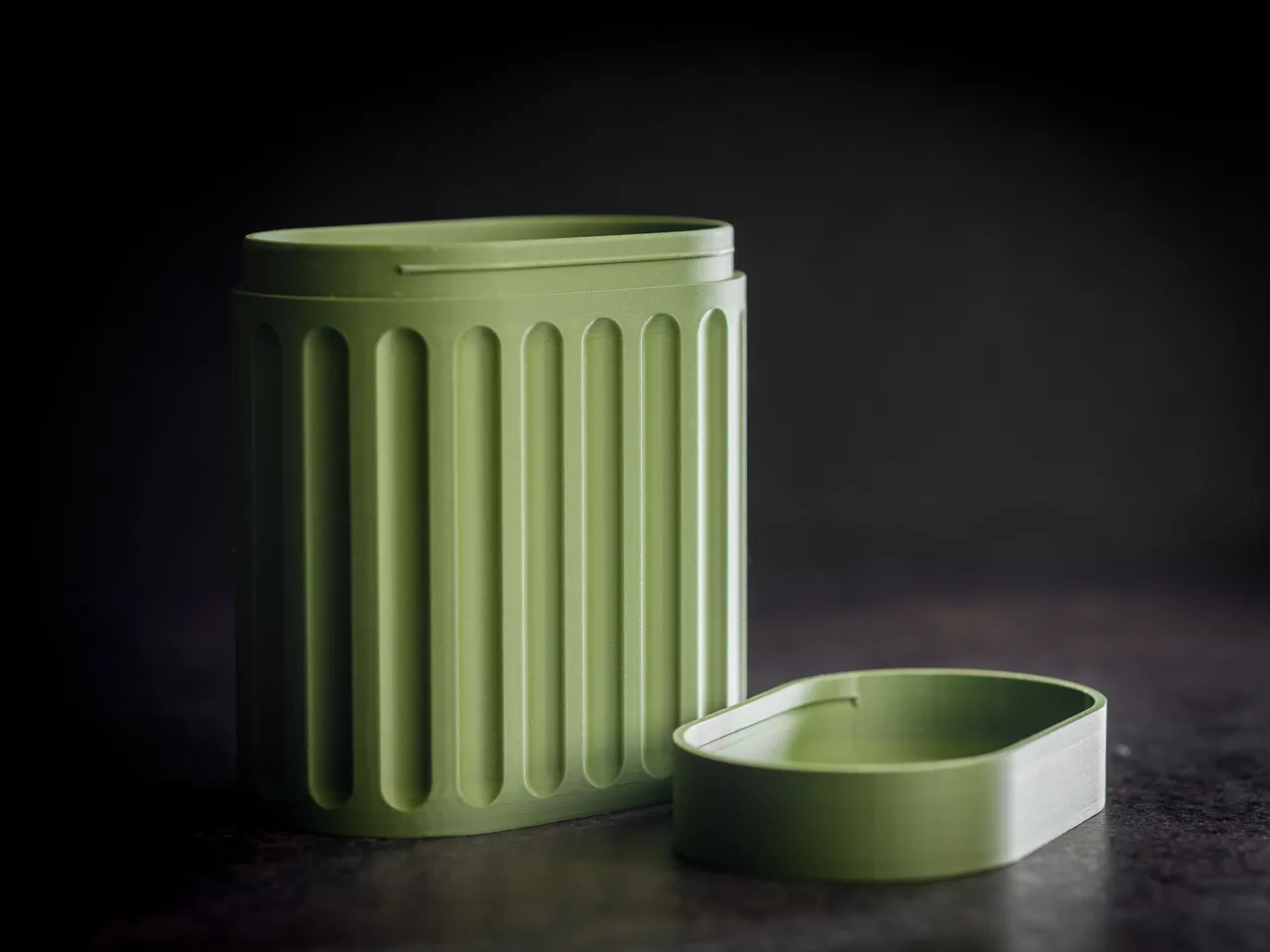 Oval Tactical style Container with lid. view 2