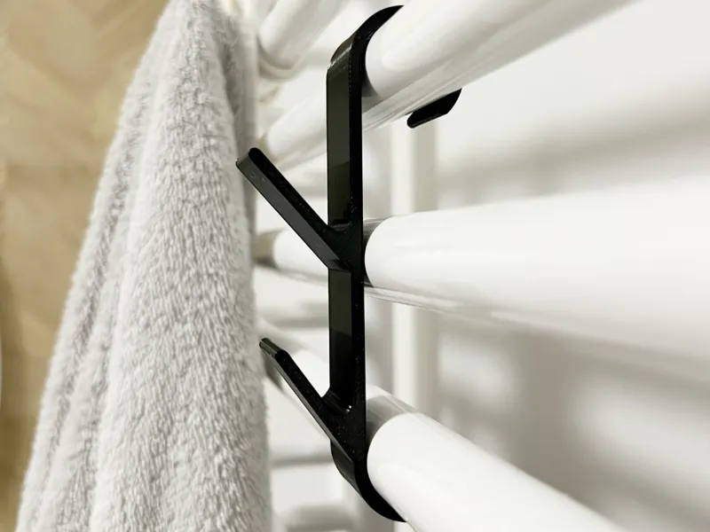 Bathroom radiator double hook, towel hanger
