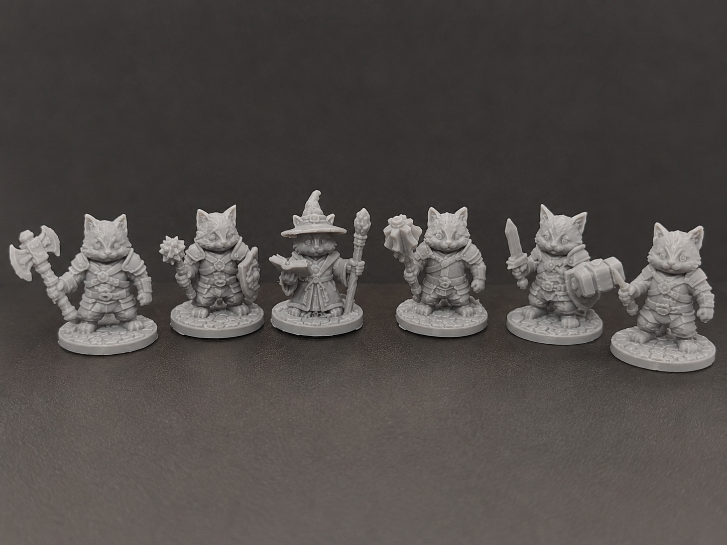 Cute Cat Adventurers RPG Miniature Set