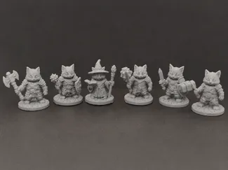 Cute Cat Adventurers RPG Miniature Set