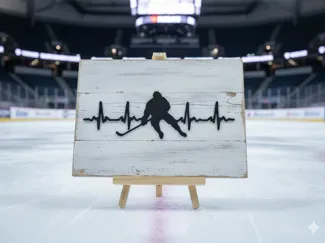 Male Hockey Heartbeat Silhouette