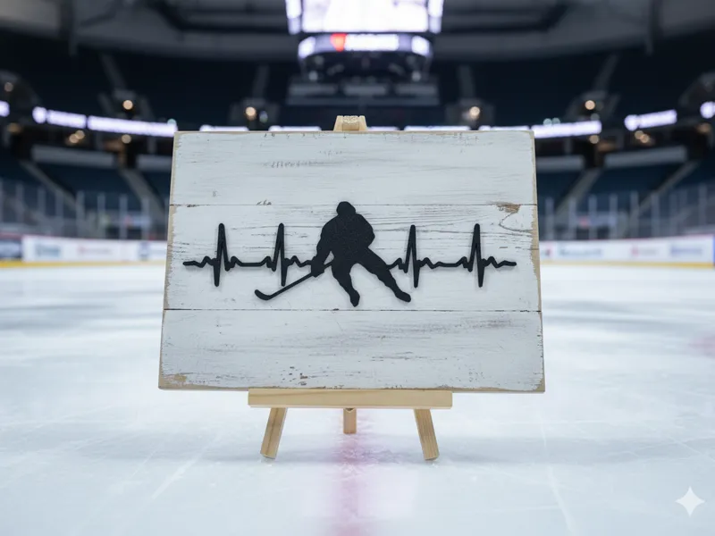 Male Hockey Heartbeat Silhouette
