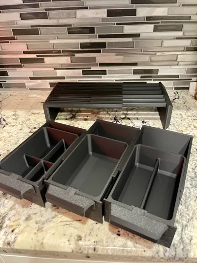Expandable Monitor riser with drawers. by Orion - MakerWorld