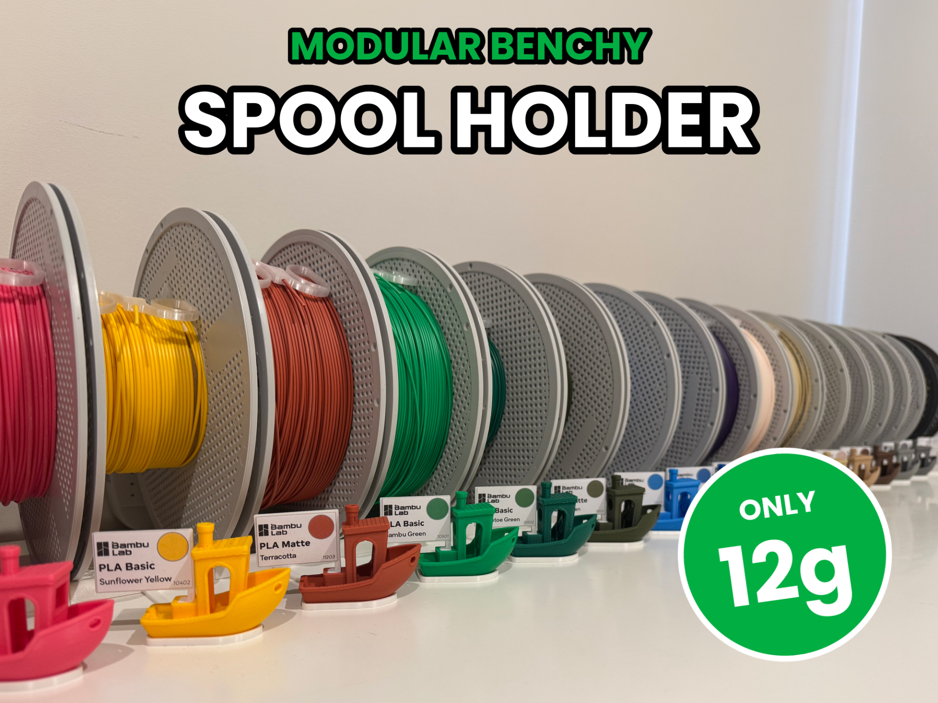 Modular Spool Holder with Benchy Dock – Only 12g