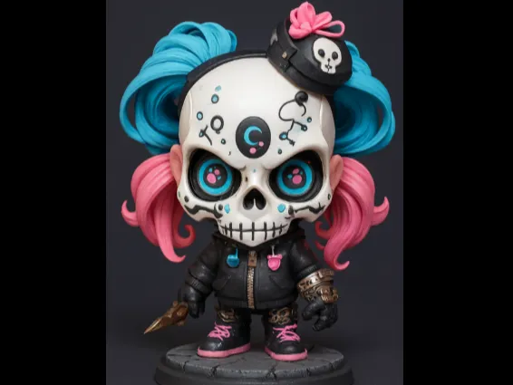 D&D/Chibi-Harley Quinn-Skelett-Kriegerin