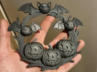 Halloween Door Hanger – Pumpkin & Bat Wreath