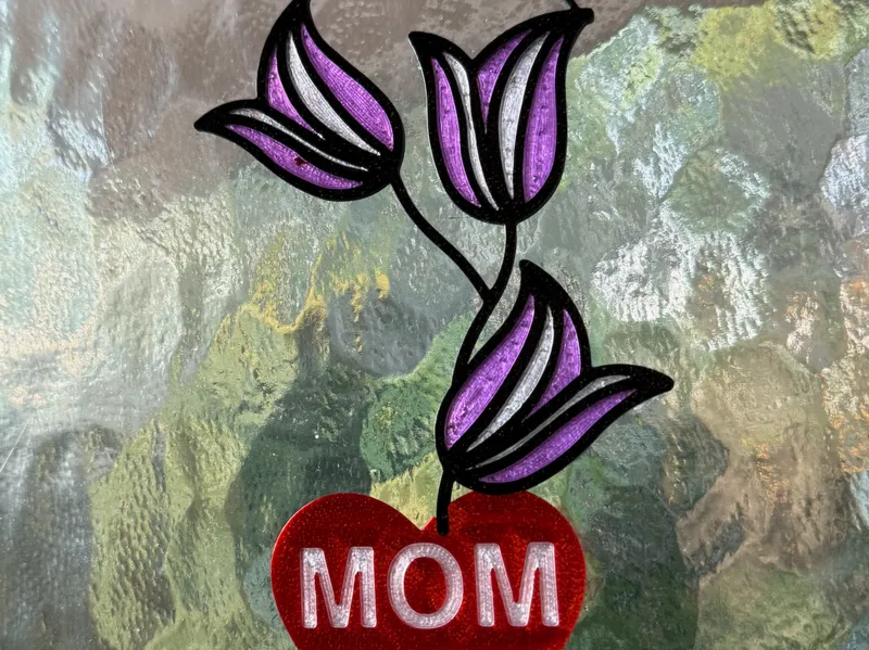 Love Mom Ornament - Stained Glass Look
