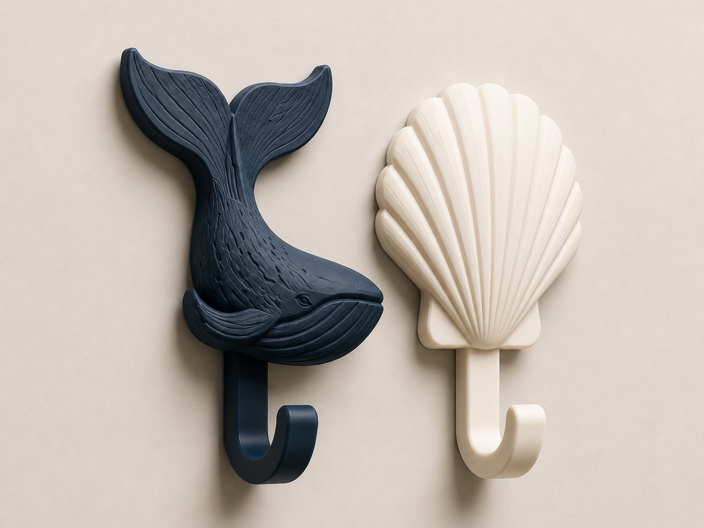 Ocean Wall Hook Set  | Whale & Shell STL