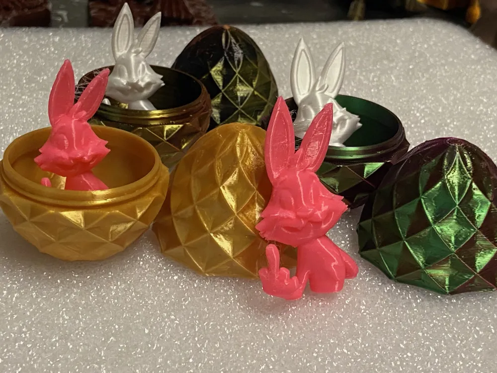Pink Rude Rabbit Rude Bunny in an Egg - Free 3D Print Model - MakerWorld