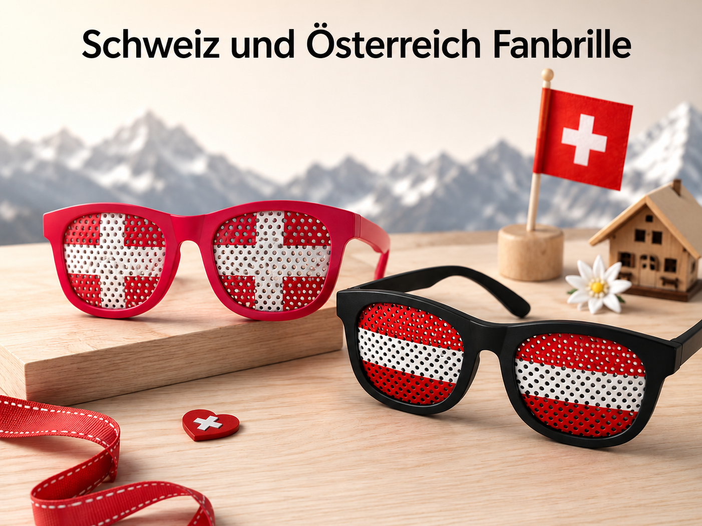 Switzerland and Austria Fan Glasses Flag
