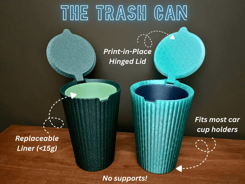 Hinged Trash Can with Replaceable Liner
