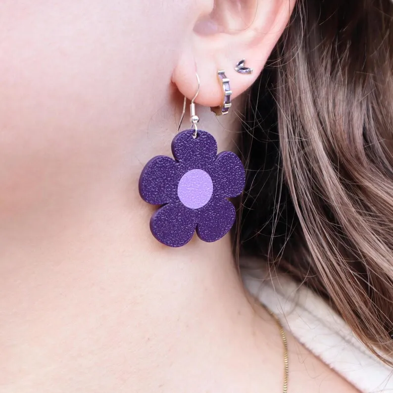 Pendientes de flores con dos colores view 2