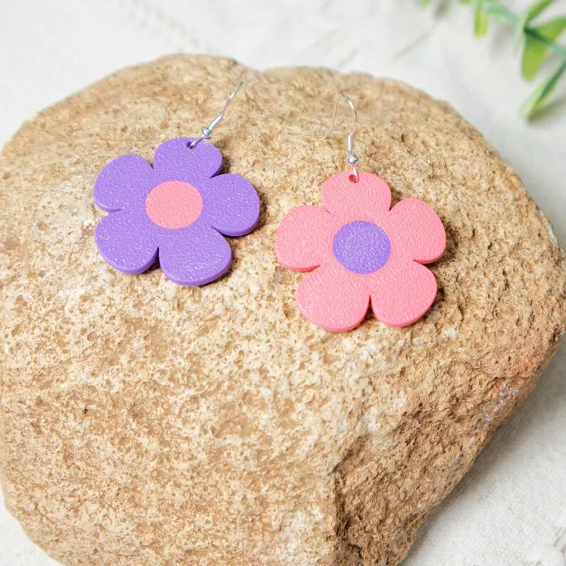 Pendientes de flores con dos colores view 4