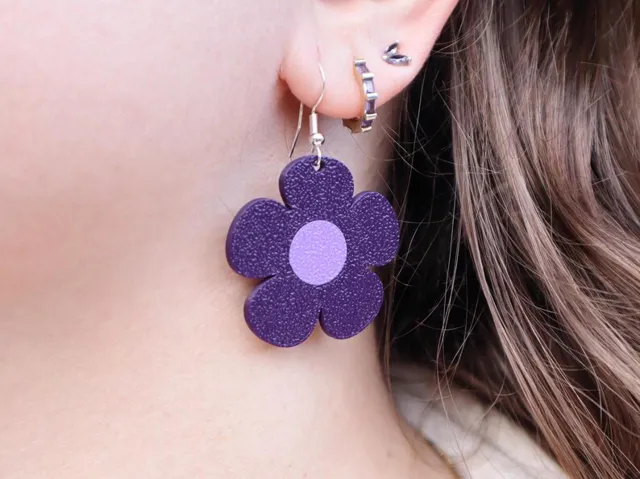 Pendientes de flores con dos colores