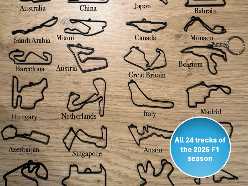 All 2026 Formula 1 Track Keychains
