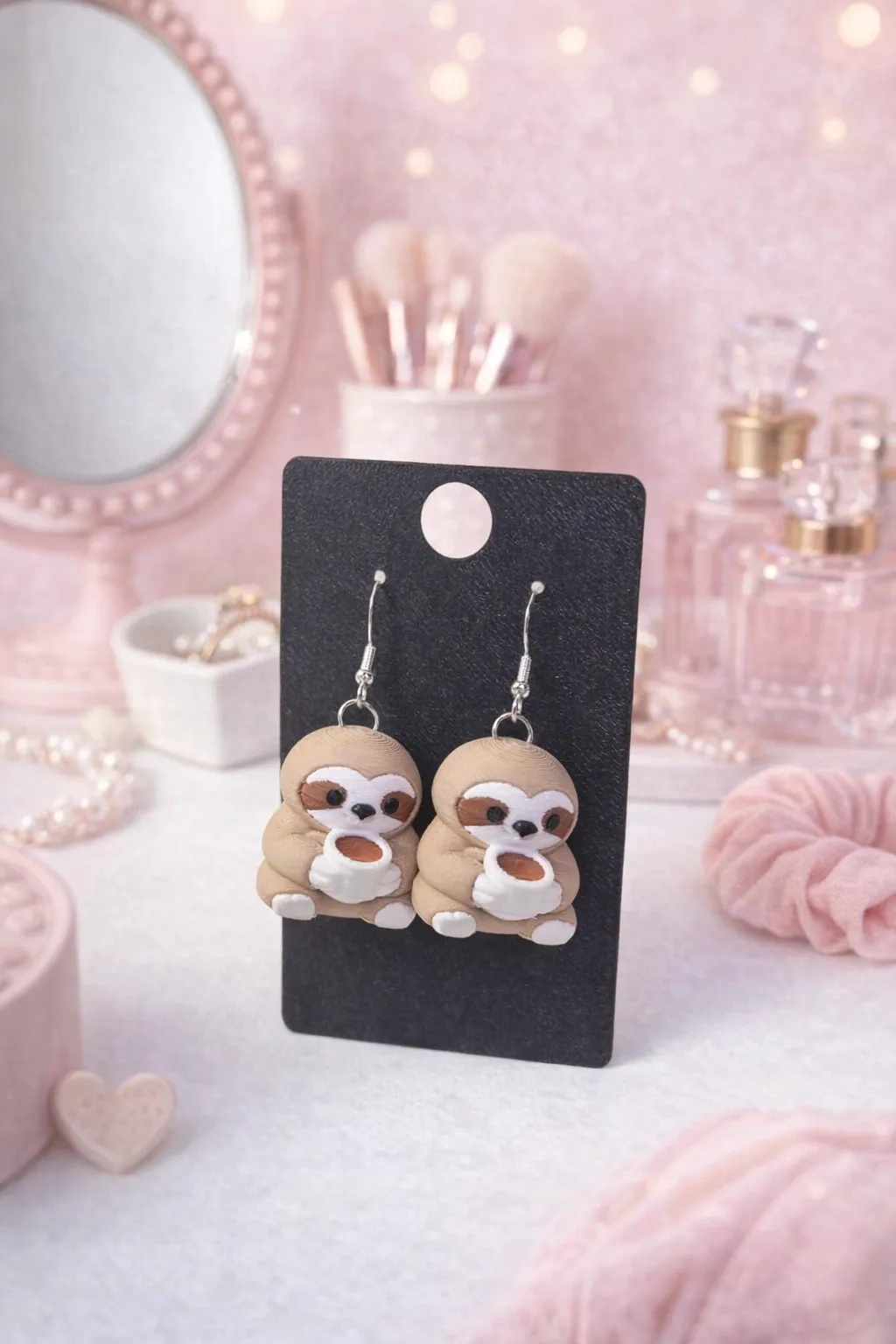 Cozy Coffee Sloth Earrings view 2