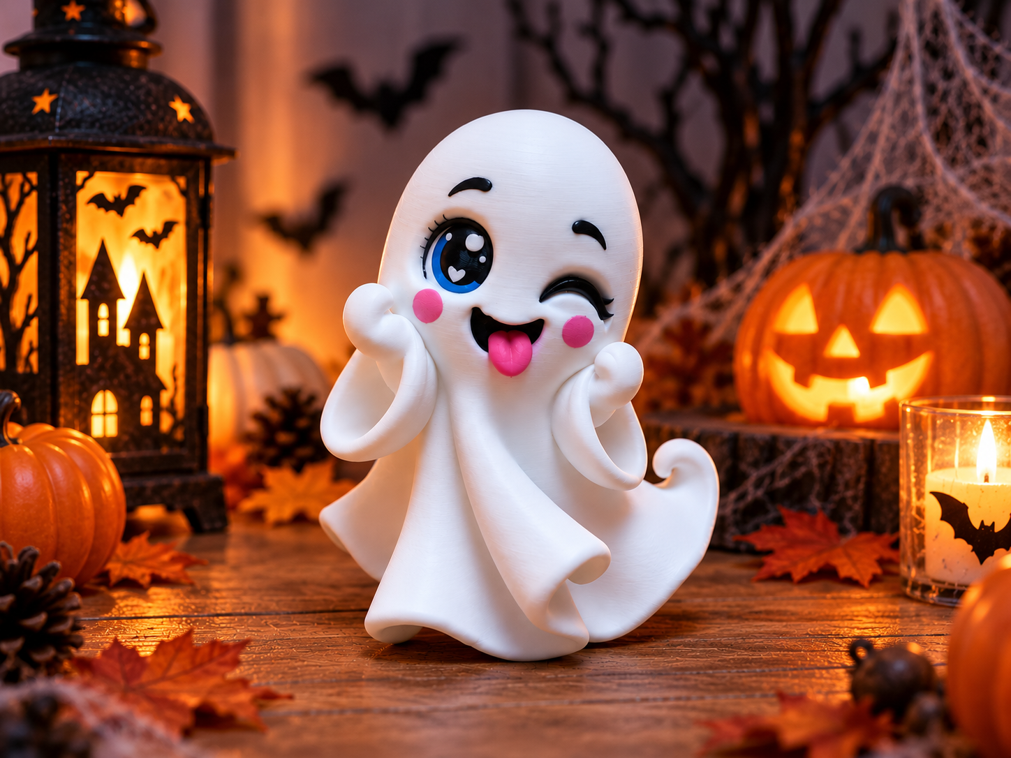 Kawaii Halloween Ghost - 3D printed Decor, in stock in India