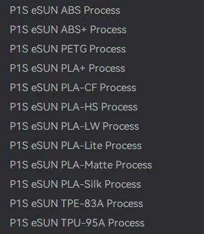 eSun Filament Process files for ALL BAMBU (JSON)