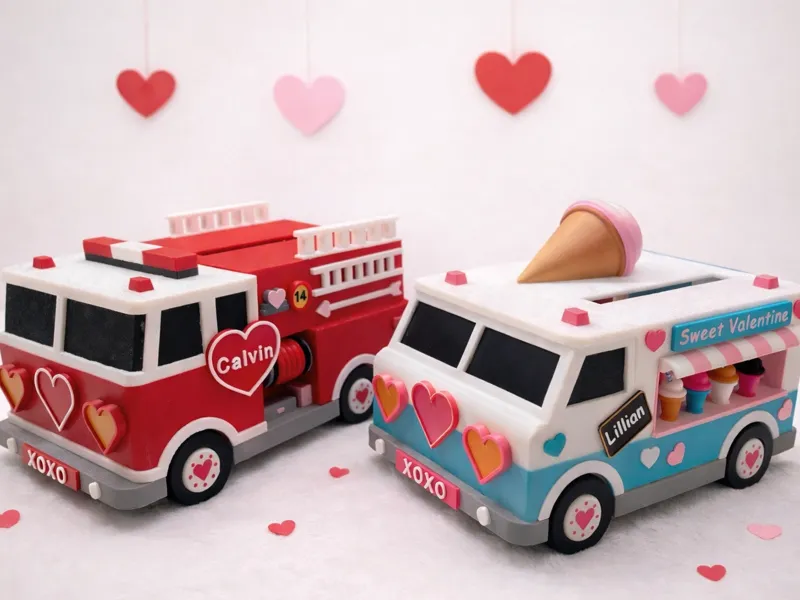 Valentine Box - Fire Truck and Ice Cream Truck